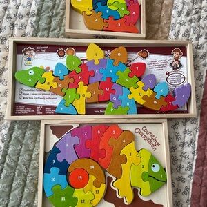 Set of 3 Colorful Wooden Counting Puzzles by Begin Again